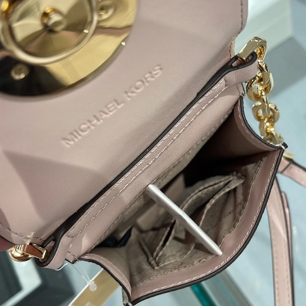 Michael Kors Carmen Small Logo Smartphone Crossbody Bag Powder Blush Multi  NWT